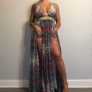 Tribal print Maxi semi-formal